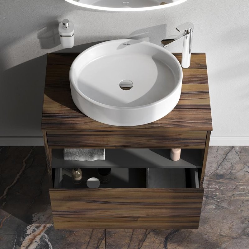 Тумба с раковиной AM.PM Func 80 дуб крафт, со столешницей, раковина M8FWCC20550WG