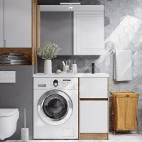 Мебель для ванной комнаты AQUATON Лондри 40 R, дуб сантана, белый