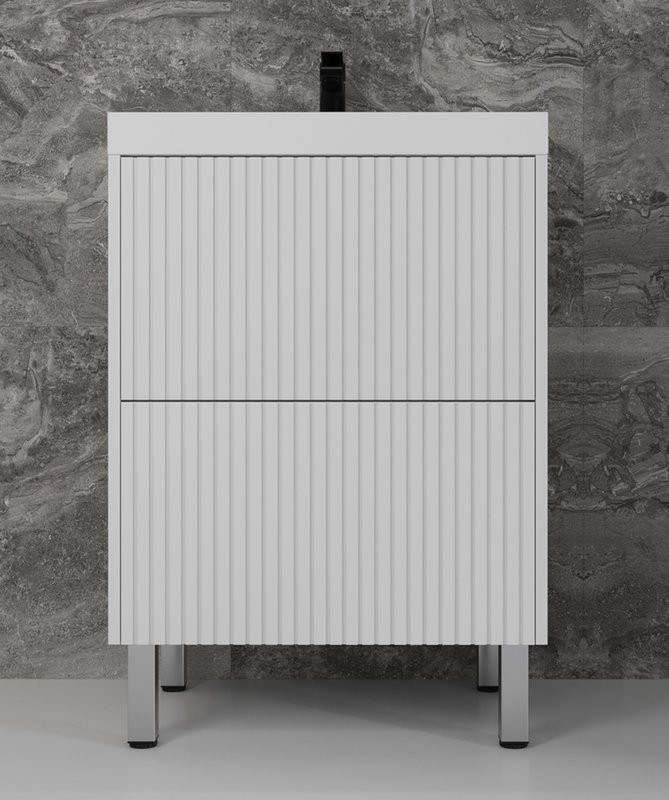 Тумба под раковину без столешницы Style Line Стокгольм 60 напольная, белый рифленый софт