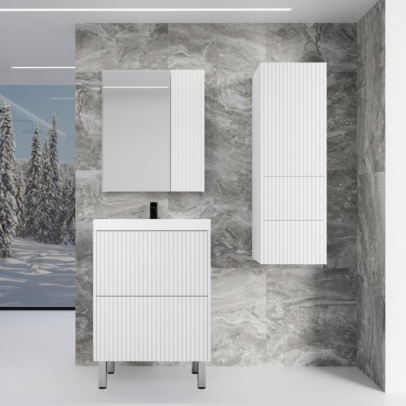 Тумба под раковину без столешницы Style Line Стокгольм 60 напольная, белый рифленый софт