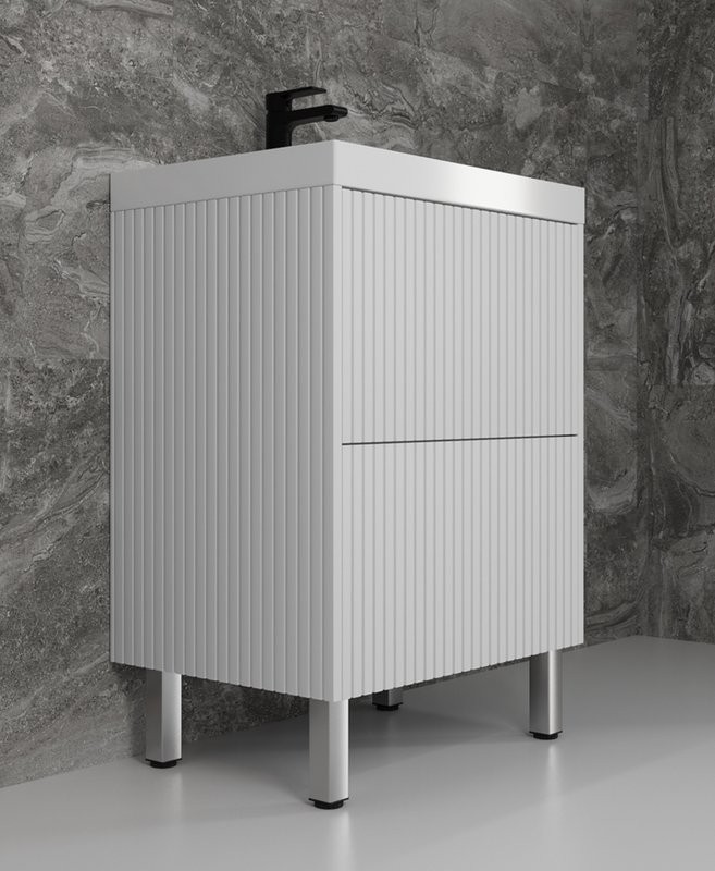 Тумба под раковину без столешницы Style Line Стокгольм 60 напольная, белый рифленый софт
