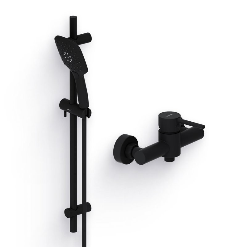 Душевой комплект Смеситель для душа Damixa Scandinavian Pure 362000300 черный + Гарнитур Galaxy DX75150300