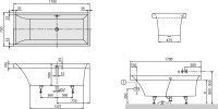 Акриловая ванна Villeroy & Boch Squaro UBQ170SQR2V-01 170x75 см, встраиваемая, цвет альпийский белый, на ножках
