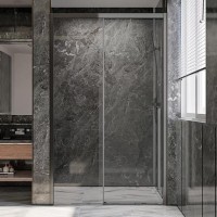 Дверь для душевого уголка Veconi Premium Trento PTD-30GR 130 см, профиль брашированный графит, стекло прозрачное