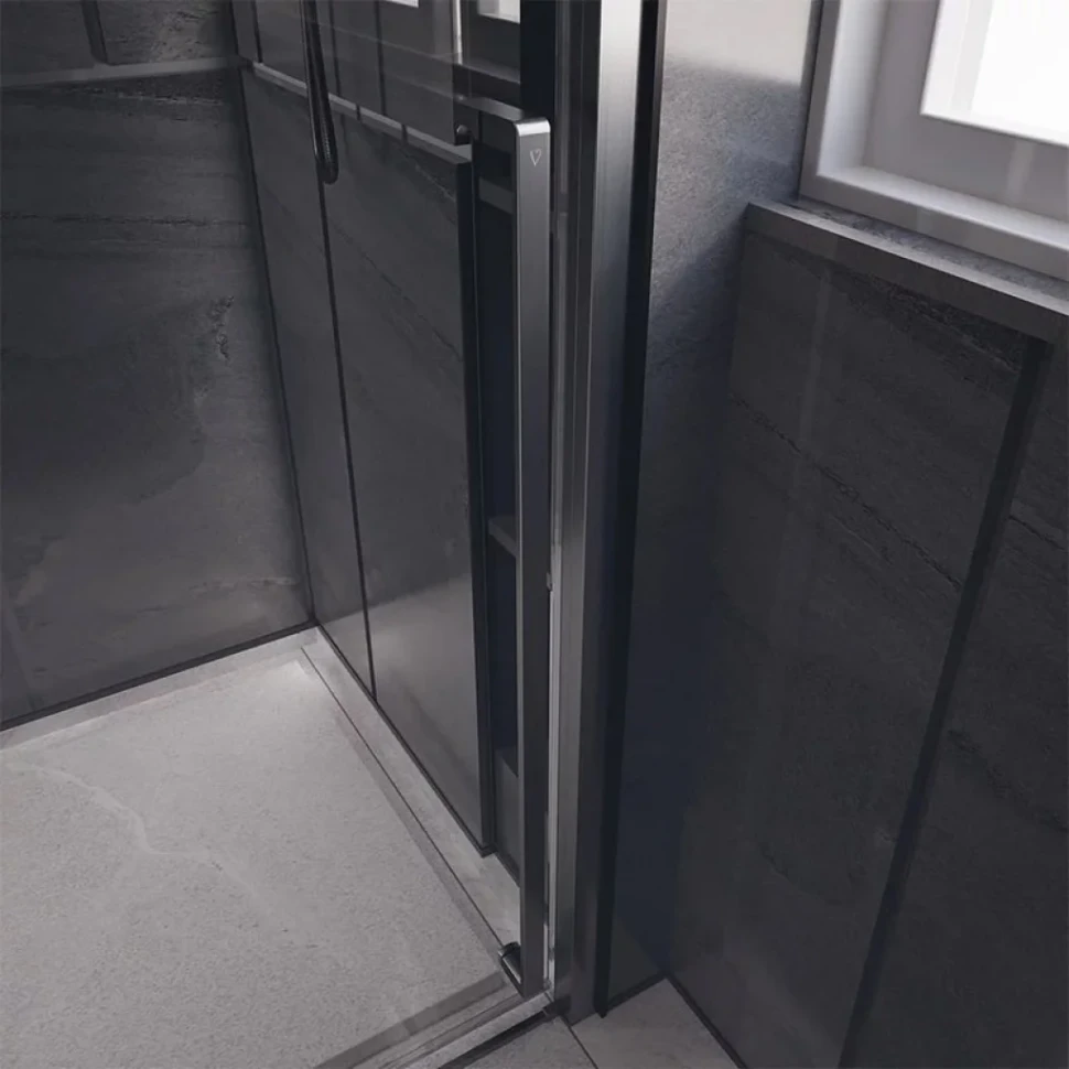 Дверь для душевого уголка Veconi Premium Trento PTD-30GR 130 см, профиль брашированный графит, стекло прозрачное
