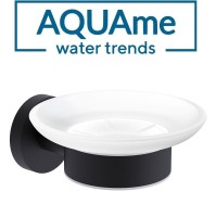 Мыльница AQUAme AQM7211MB настенная, стеклянная, черная, белая