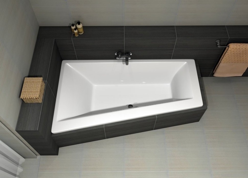 Акриловая ванна Excellent Sfera L 170x100 см, угловая, левая, встраиваемая, белая, асимметричная, с каркасом