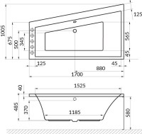 Акриловая ванна Excellent Sfera L 170x100 см, угловая, левая, встраиваемая, белая, асимметричная, с каркасом