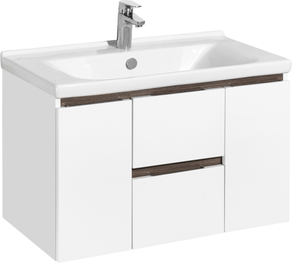 Тумба под раковину AQUATON Рене 80 белая, грецкий орех