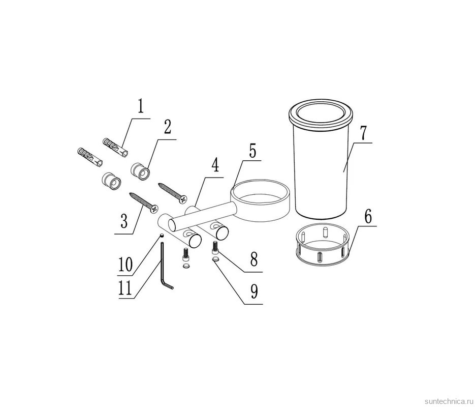 Стакан для ванной Abber Osten 316 AA1860BGG настенный, вороненая сталь, стеклянный