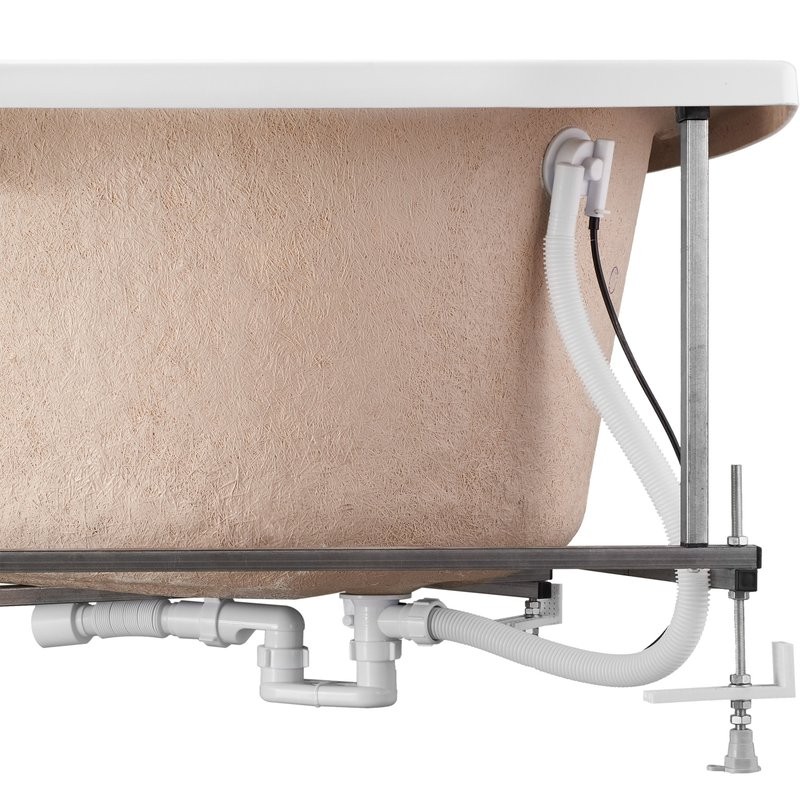 Акриловая ванна Roca Bali 150x150 см, угловая, пристенная, белая, с каркасом, со сливом-переливом