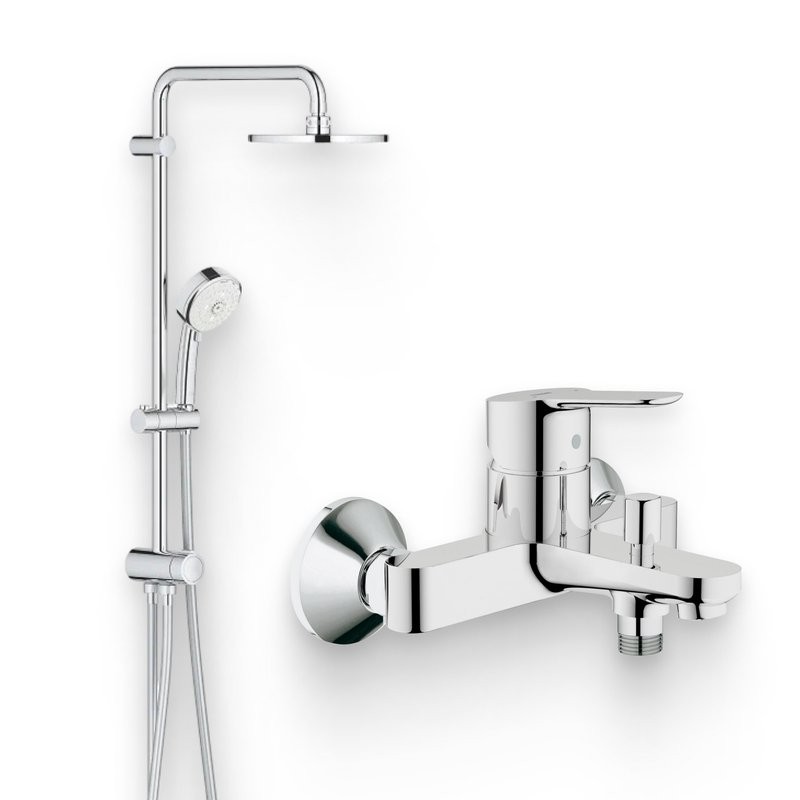 Душевой комплект Смеситель Grohe BauEdge 23334000 + Стойка New Tempesta Cosmopolitan 27394002