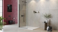 Душевая перегородка Cezares Liberta L-1-TB-90-C-NERO профиль черный, стекло прозрачное