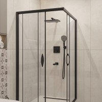 Душевой комплект STWORKI Гётеборг S03240BK С ВНУТРЕННЕЙ ЧАСТЬЮ, изливом, матовый чёрный