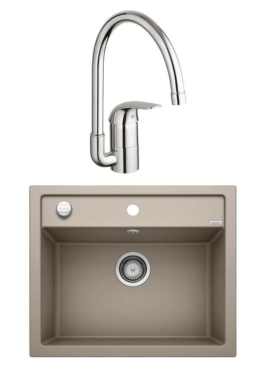 Комплект Мойка Blanco Dalago 6 серый беж + Смеситель Grohe Euroeco