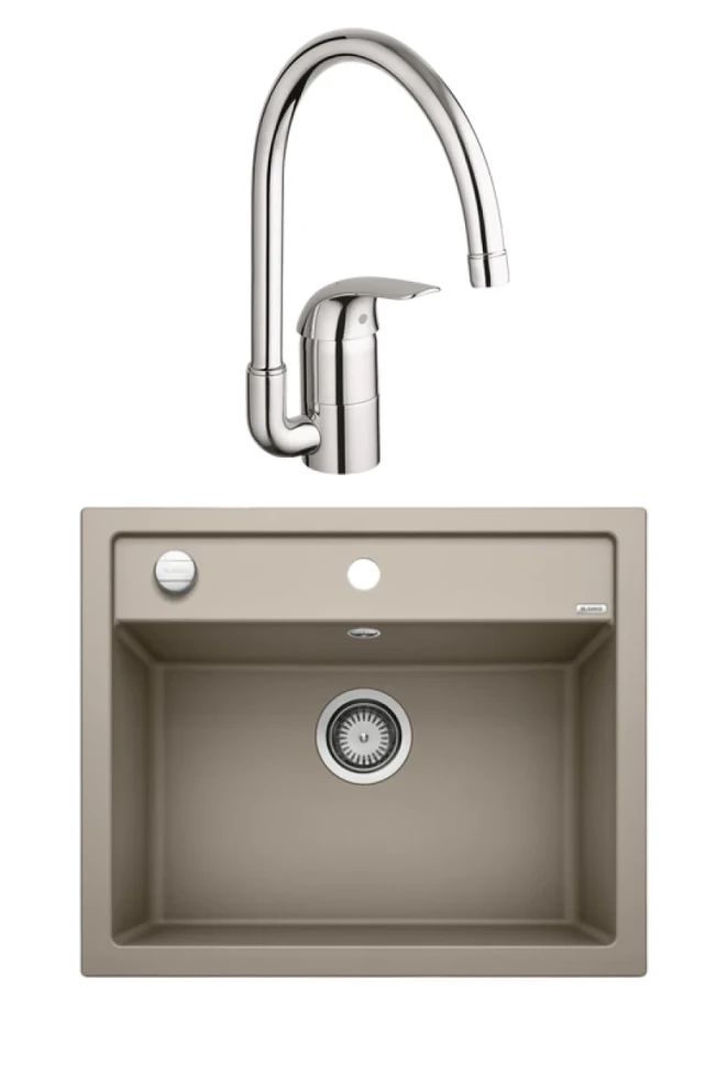 Комплект Мойка Blanco Dalago 6 серый беж + Смеситель Grohe Euroeco