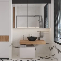 Мебель для ванной комнаты VitrA Ольборг 50: столешница 100 без отверстий, дуб французский + тумба 50