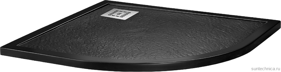 Поддон для душа BelBagno Uno R 90х90, черный матовый, с сифоном