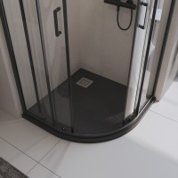 Поддон для душа BelBagno Uno R 90х90, черный матовый, с сифоном