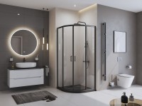 Поддон для душа BelBagno Uno R 90х90, черный матовый, с сифоном