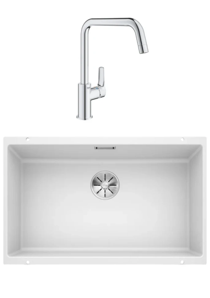 Комплект Мойка Blanco Subline 700-U белая + Смеситель Grohe Eurosmart