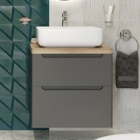 Тумба с раковиной STWORKI Берген 60 серая со светлой столешницей, Soul 1