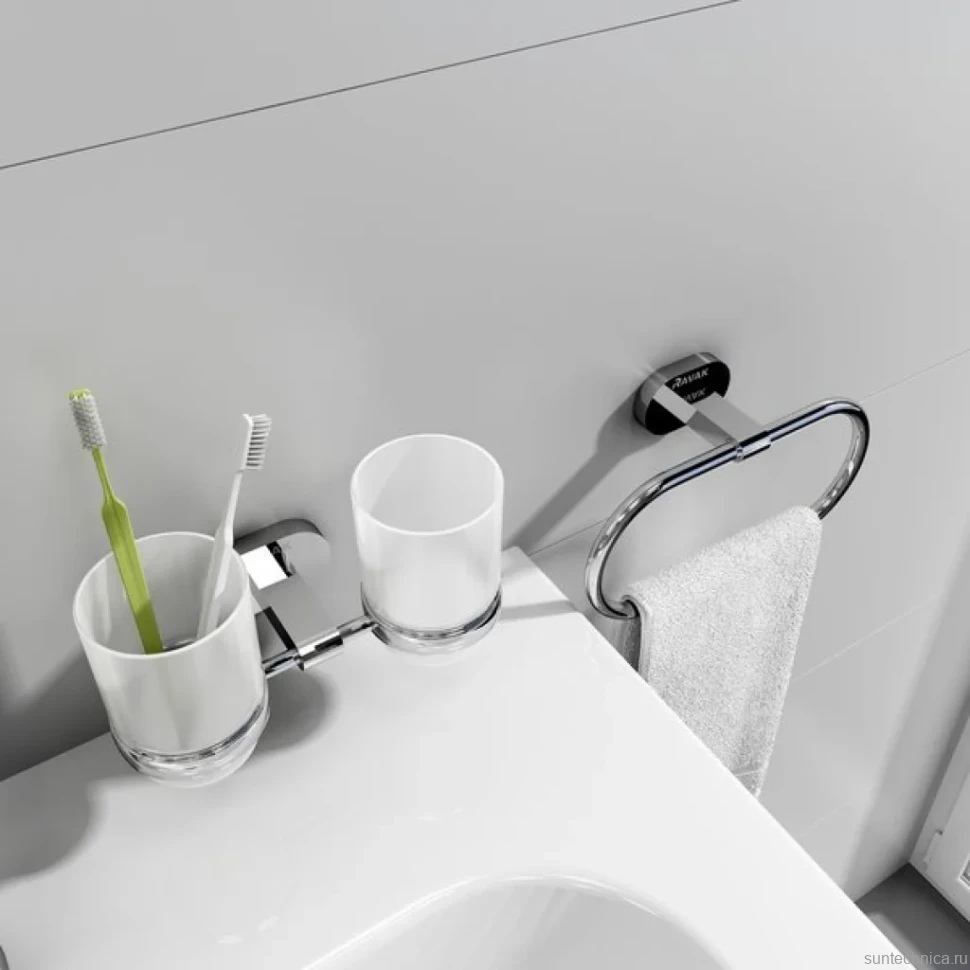 Стакан для ванной Ravak Chrome CR 220.00 настенный, хром, стеклянный, двойной