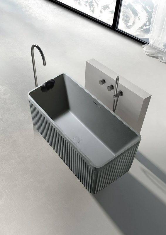 Ванна из искусственного камня AltroBagno Cinzia 090109 170x75 см, отдельностоящая, на ножках, с донным клапаном, с подголовником