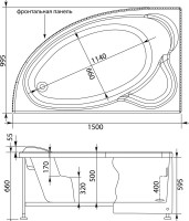 Акриловая ванна Aquanet Mayorca 00205403 L 150x100 см, угловая, левая, пристенная, белая, асимметричная, с каркасом, с сиденьем
