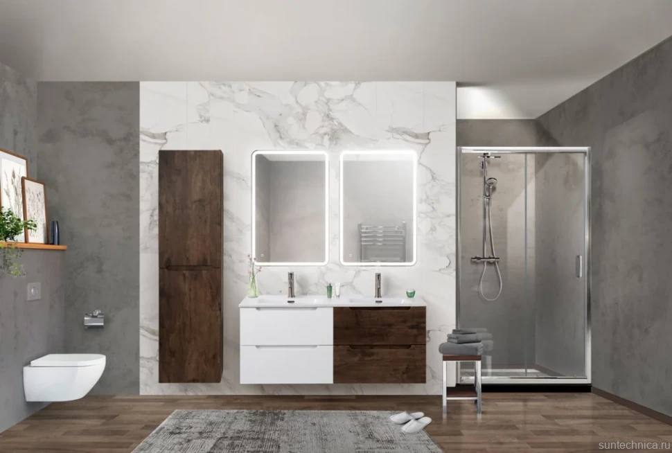 Тумба с раковиной BelBagno Etna 120 bianco lucido, rovere moro