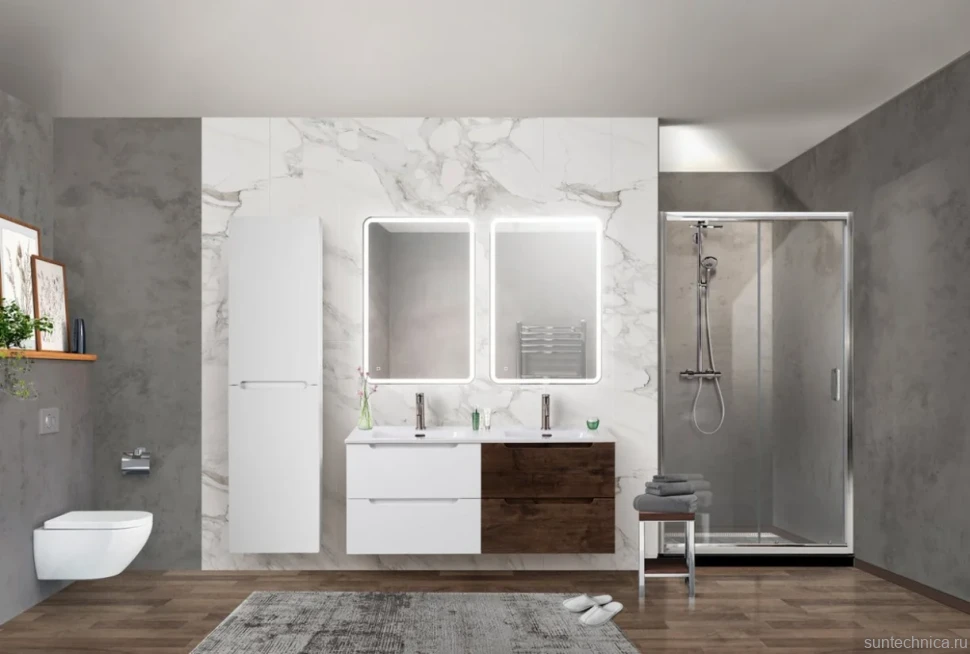 Тумба с раковиной BelBagno Etna 120 bianco lucido, rovere moro