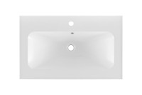 Мебельная раковина Aquanet Арт 74 накладная, глянцевая белая, прямоугольная, литьевой мрамор