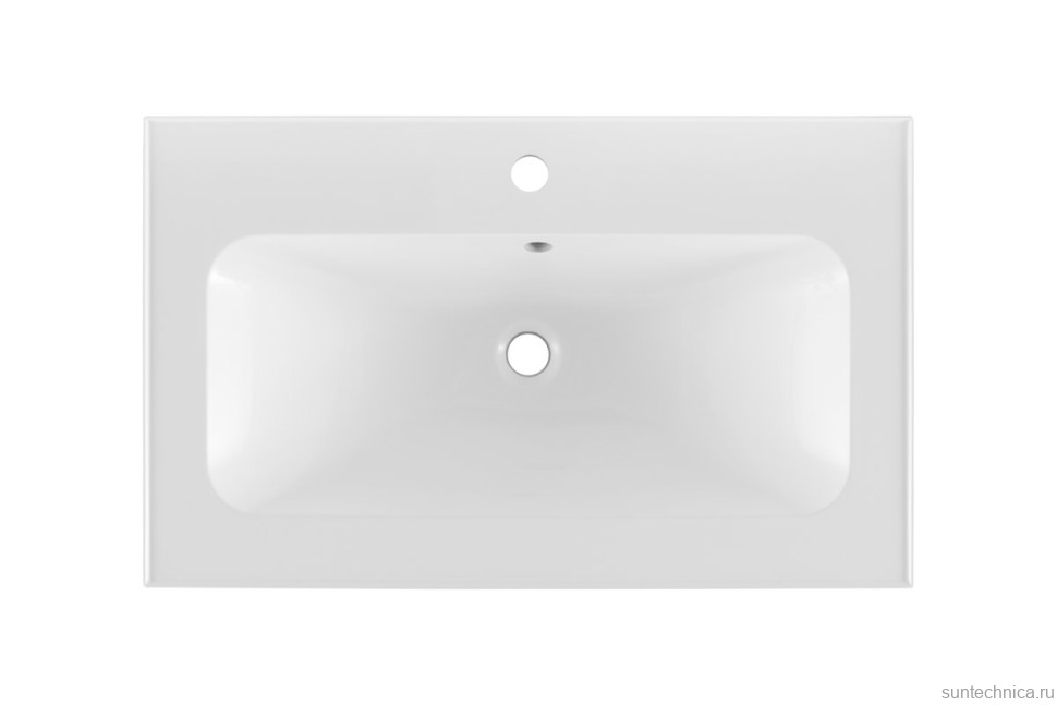 Мебельная раковина Aquanet Арт 74 накладная, глянцевая белая, прямоугольная, литьевой мрамор