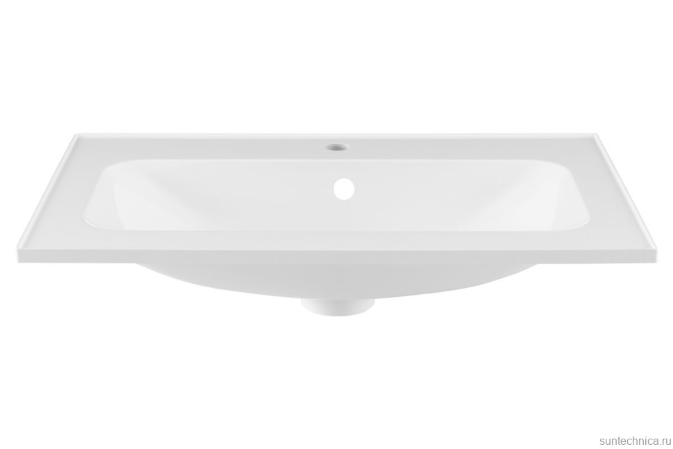 Мебельная раковина Aquanet Арт 74 накладная, глянцевая белая, прямоугольная, литьевой мрамор
