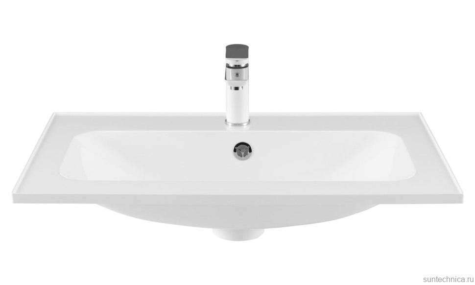 Мебельная раковина Aquanet Арт 74 накладная, глянцевая белая, прямоугольная, литьевой мрамор