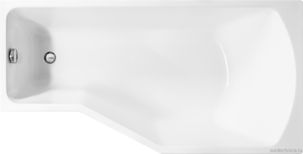 Акриловая ванна Marka One Convey R 150x75 см, правая, пристенная, белая, асимметричная, на ножках