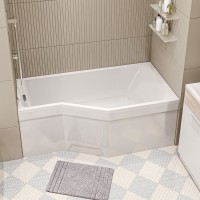 Акриловая ванна Marka One Convey R 150x75 см, правая, пристенная, белая, асимметричная, на ножках