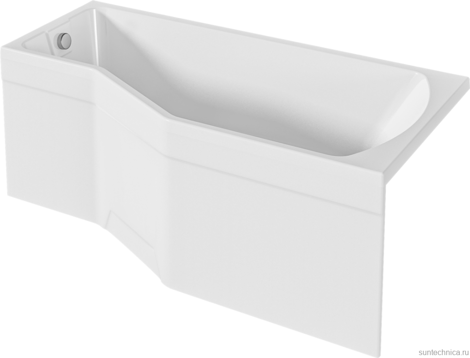 Акриловая ванна Marka One Convey R 150x75 см, правая, пристенная, белая, асимметричная, на ножках