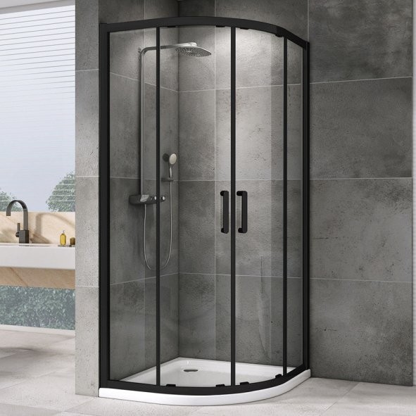 Душевой уголок Abber Schwarzer Diamant AG01090B 90x90, профиль черный, стекло прозрачное