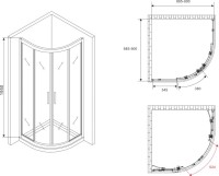 Душевой уголок Abber Schwarzer Diamant AG01090B 90x90, профиль черный, стекло прозрачное
