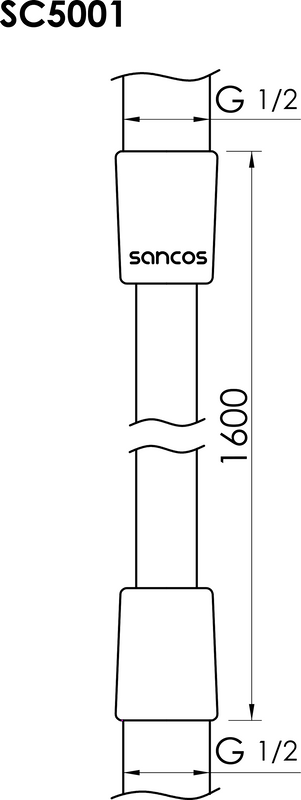 Душевой шланг Sancos SC5001MB 160 см, черный матовый