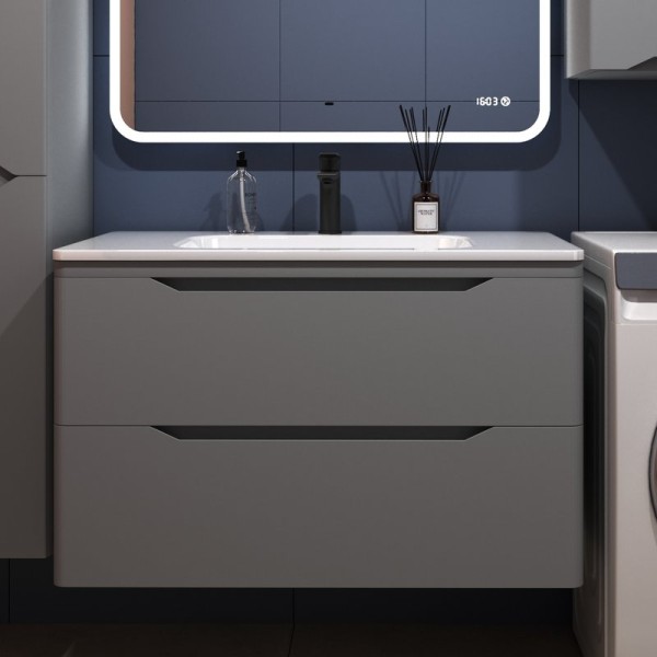 Тумба под раковину Style Line Марелла 90 подвесная, антискрейтч, серая