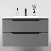 Тумба под раковину Style Line Марелла 90 подвесная, антискрейтч, серая