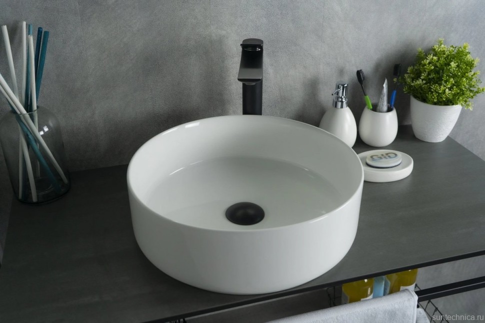 Накладная раковина GID Esfera N9424 40 глянцевая белая, круглая, фаянс