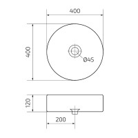 Накладная раковина GID Esfera N9424 40 глянцевая белая, круглая, фаянс