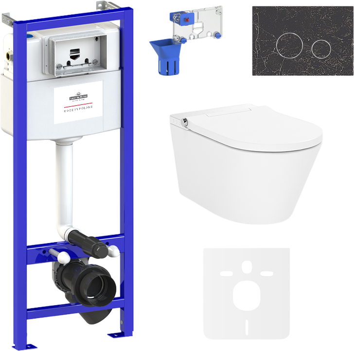 Комплект Lavinia Boho Унитаз подвесной Smart V-Clean 3359102R с микролифтом + Инсталляция RelFix 38010010 + Кнопка RelFix 38050902 + Дозатор RelFix 38040010