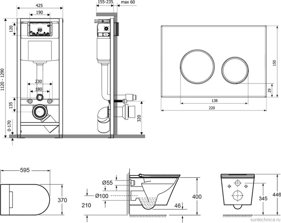 Комплект Lavinia Boho Унитаз подвесной Smart V-Clean 3359102R с микролифтом + Инсталляция RelFix 38010010 + Кнопка RelFix 38050902 + Дозатор RelFix 38040010