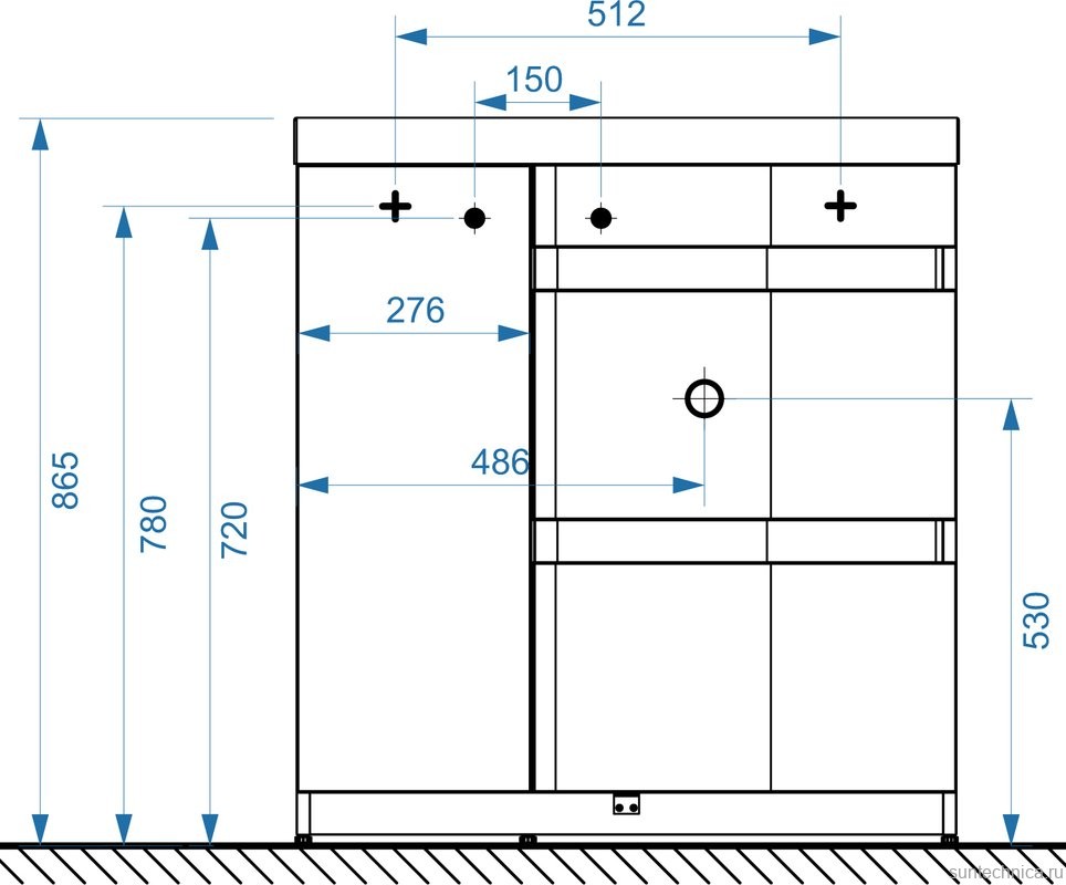 Тумба под раковину без столешницы Belux Токио 80 R напольная, белая глянцевая