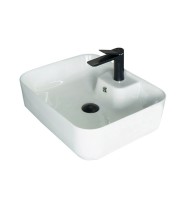 Накладная раковина GID Geometrico N9445 52 глянцевая белая, прямоугольная, фаянс, с 1 отверстием под смеситель