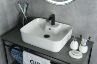 Накладная раковина GID Geometrico N9445 52 глянцевая белая, прямоугольная, фаянс, с 1 отверстием под смеситель